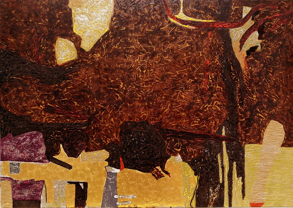 BÓNG CÂY PHỐ CŨ | Sơn mài | 80c x 100 cm | 2023