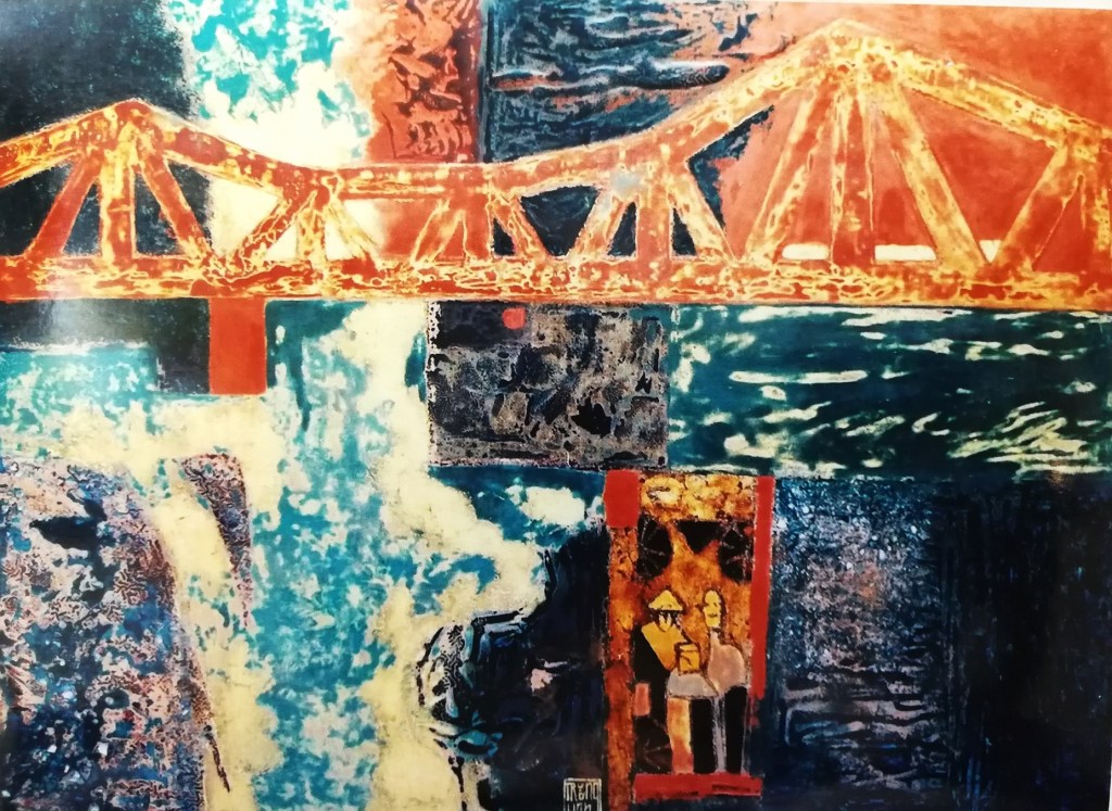 CẦU QUA SÔNG | Sơn mài | 60 x 80 cm