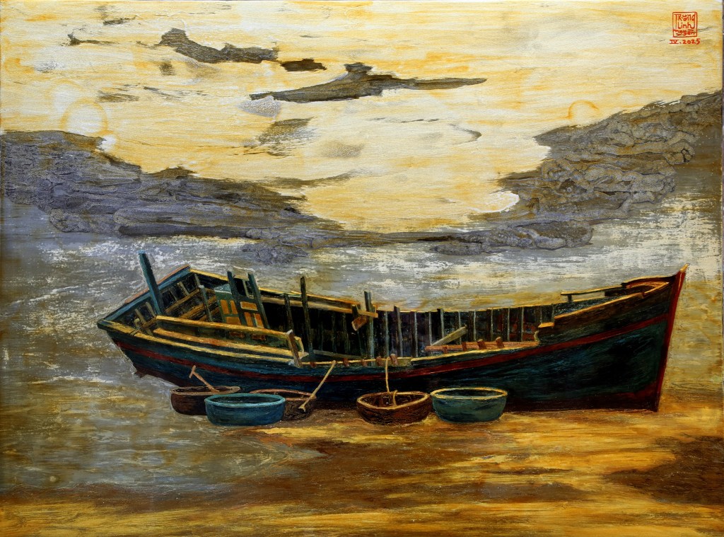 chuyện của biển I | Sơn mài | 60 x 80 cm | 2025