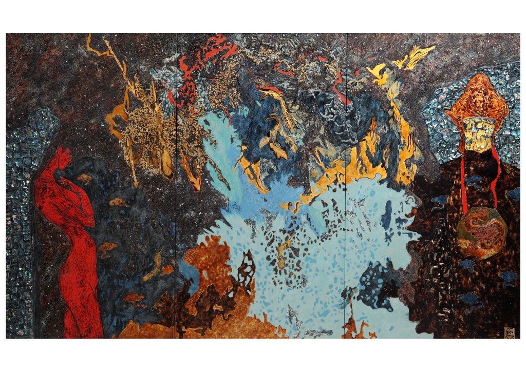 CHUYỆN TÌNH CỔ LOA | Sơn mài | 120 x 200 cm | 2013