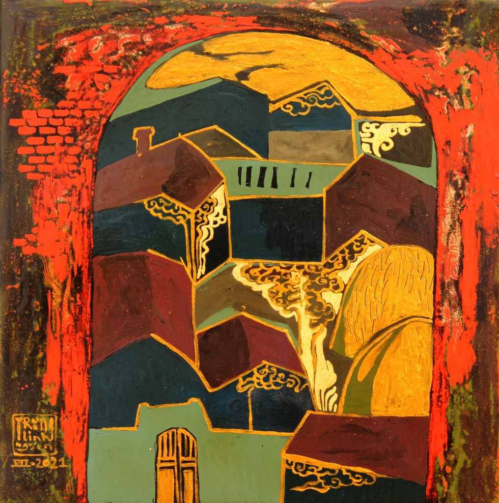 CỔNG LÀNG | Sơn mài | 30 x 30 cm | 2021