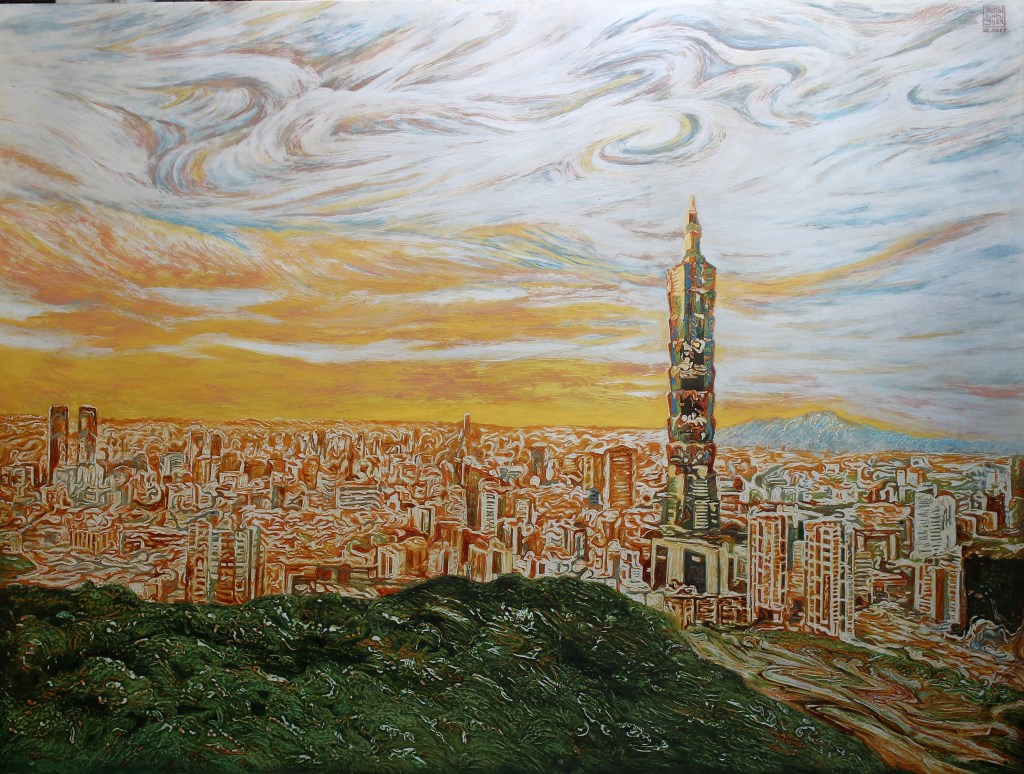 ĐÀI BẮC TRONG MÂY | Sơn mài | 120 x 160 cm | 2017