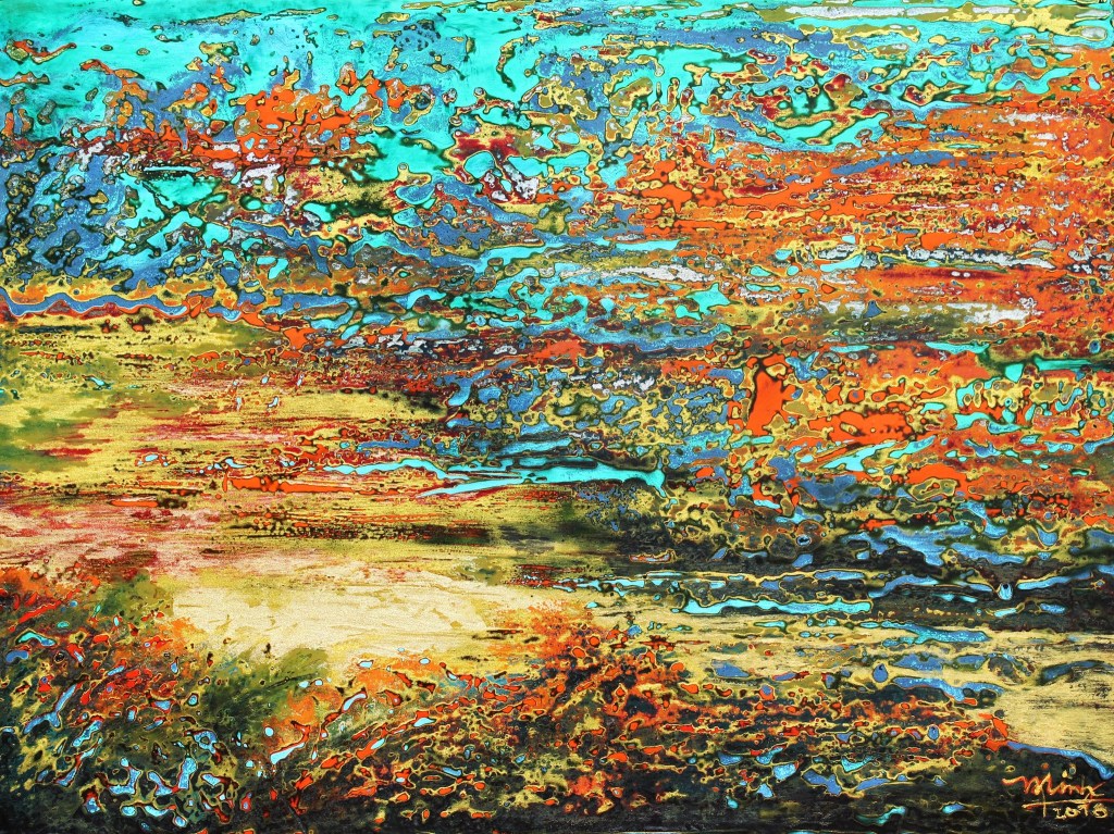 ĐẦM LẦY MƯA | Sơn mài | 45 x 60 cm | 2018