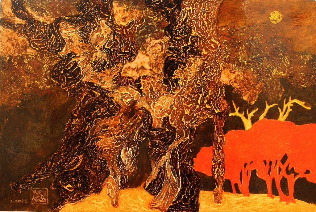 ĐÊM TRĂNG | Sơn mài | 40 x 60cm | 2021