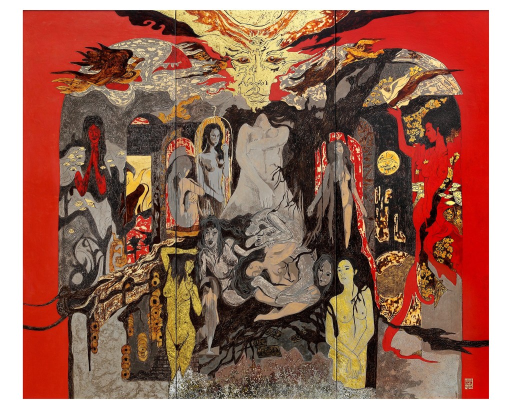 địa ngục không quỷ dữ | Sơn mài | 165 x 195 cm | 2012