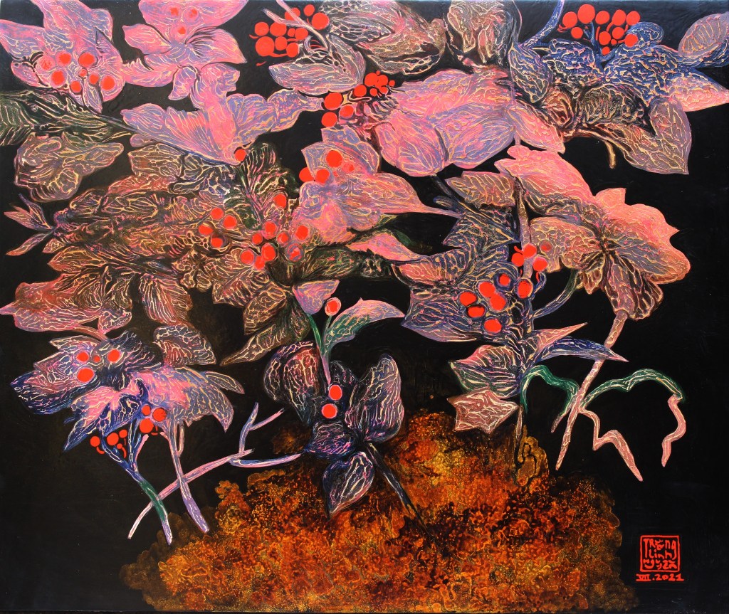 HOA ĐẤT I | Sơn mài | 50 x 60 cm | 2021