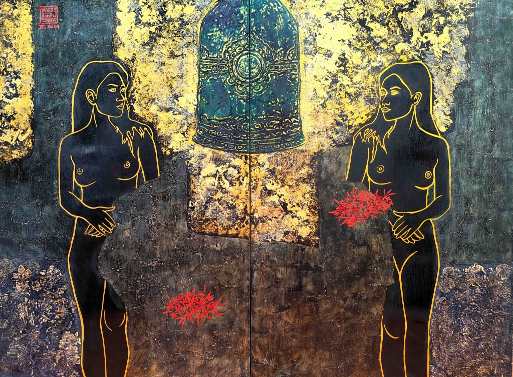 HOA MẪU ĐƠN | Sơn mài | 90 x 120 cm | 2024