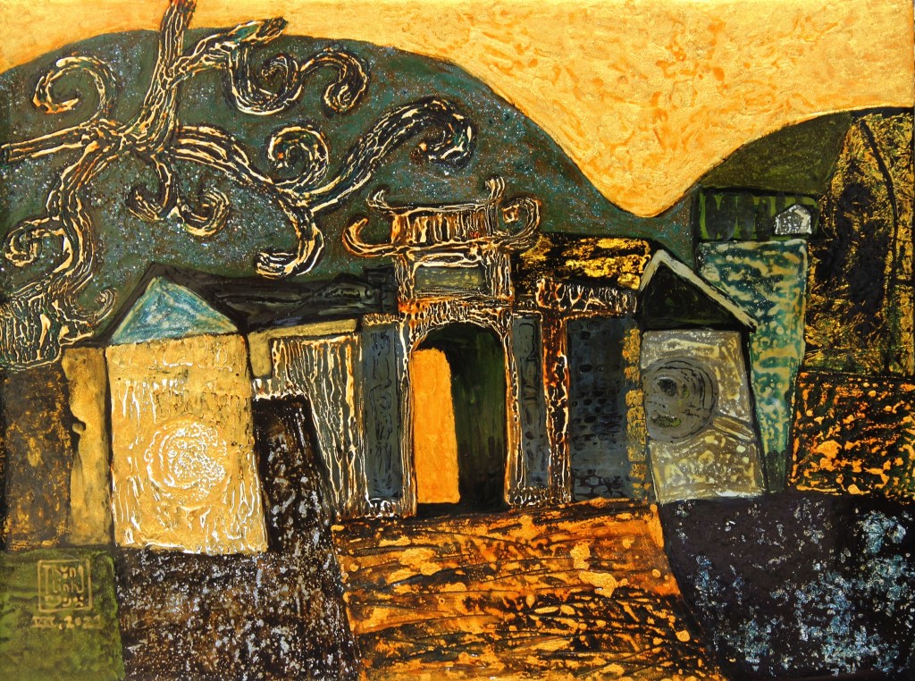 LÀNG NHỎ | Sơn mài | 30 x 40 cm | 2021