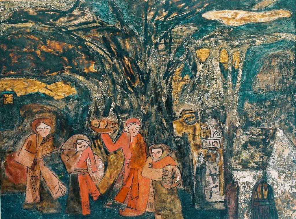 LÊN CHÙA | Sơn mài | 60 x 80cm | 1999