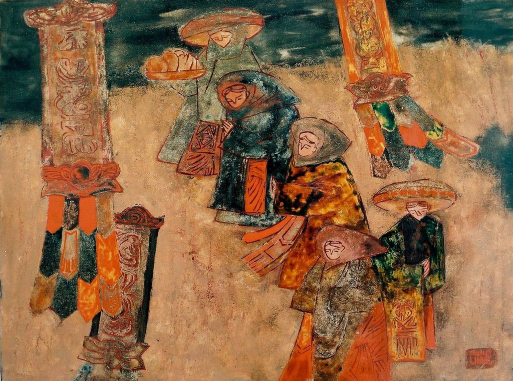 LÊN CHÙA | Sơn mài | 60 x 80cm | 1999