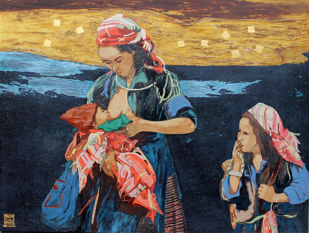 MẶT TRỜI CỦA MẸ | Sơn mài | 81 x 107 cm | 2016