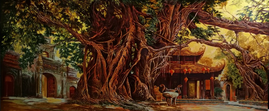 NẮNG ĐỀN THIÊNG | Sơn mài | 90 x 210 cm | 2019