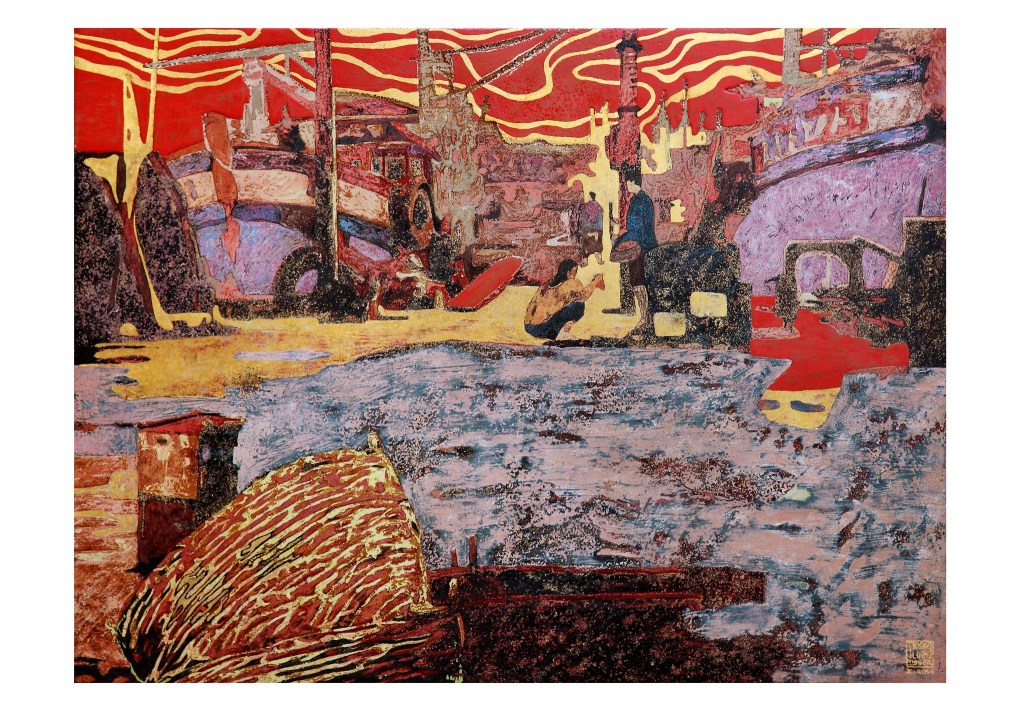 NGÀY MƯA | Sơn mài | 81 x 107 cm | 2014