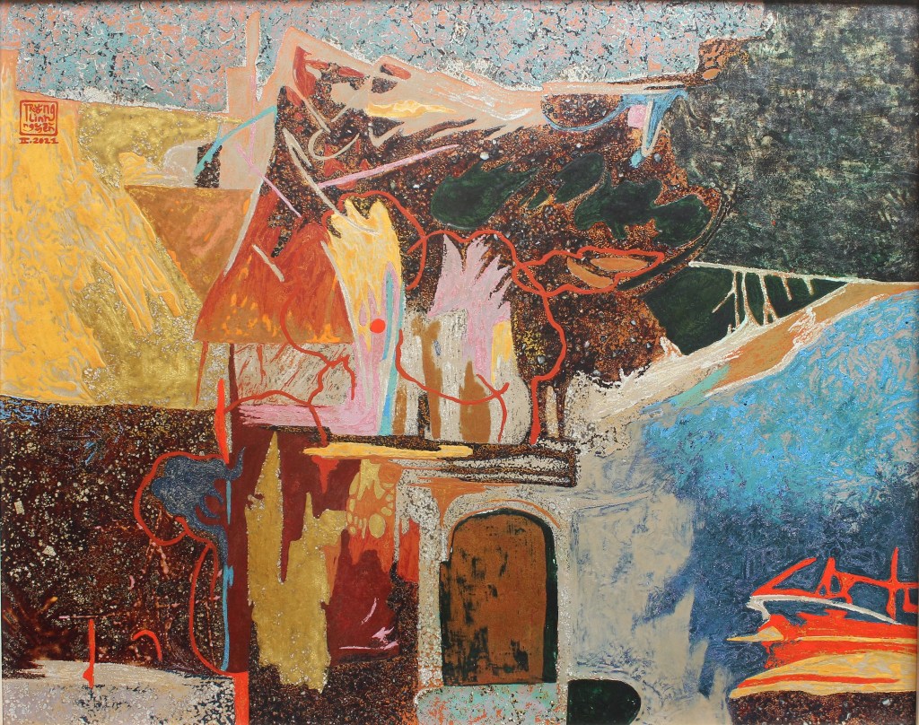 PHỐ CỔ VÀ BÓNG CÂY | Sơn mài | 80 x 100 cm | 2021