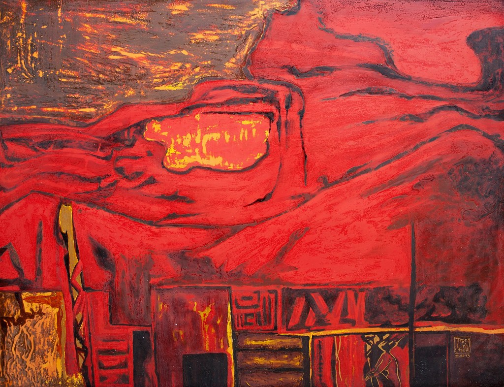 PHỐ ĐỎ | Sơn mài | 70 x 90 cm | 2012