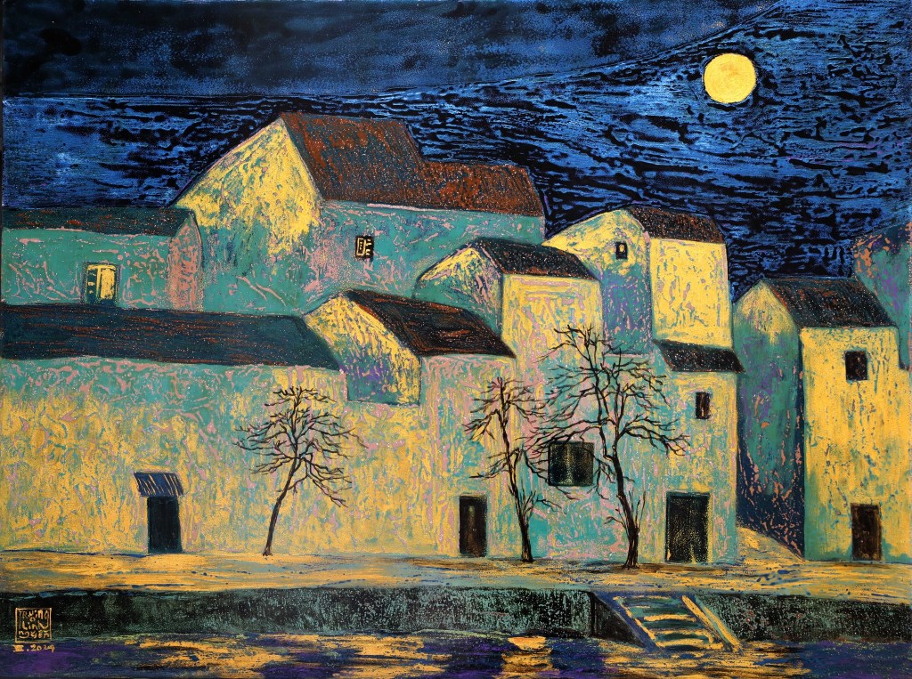 PHỐ KHUYA | Sơn mài | 60 x 80 cm | 2024