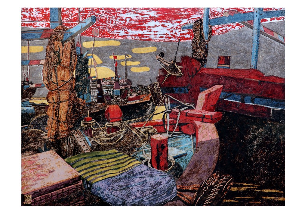 THÌ THẦM | Sơn mài | 81 x 107 cm | 2014