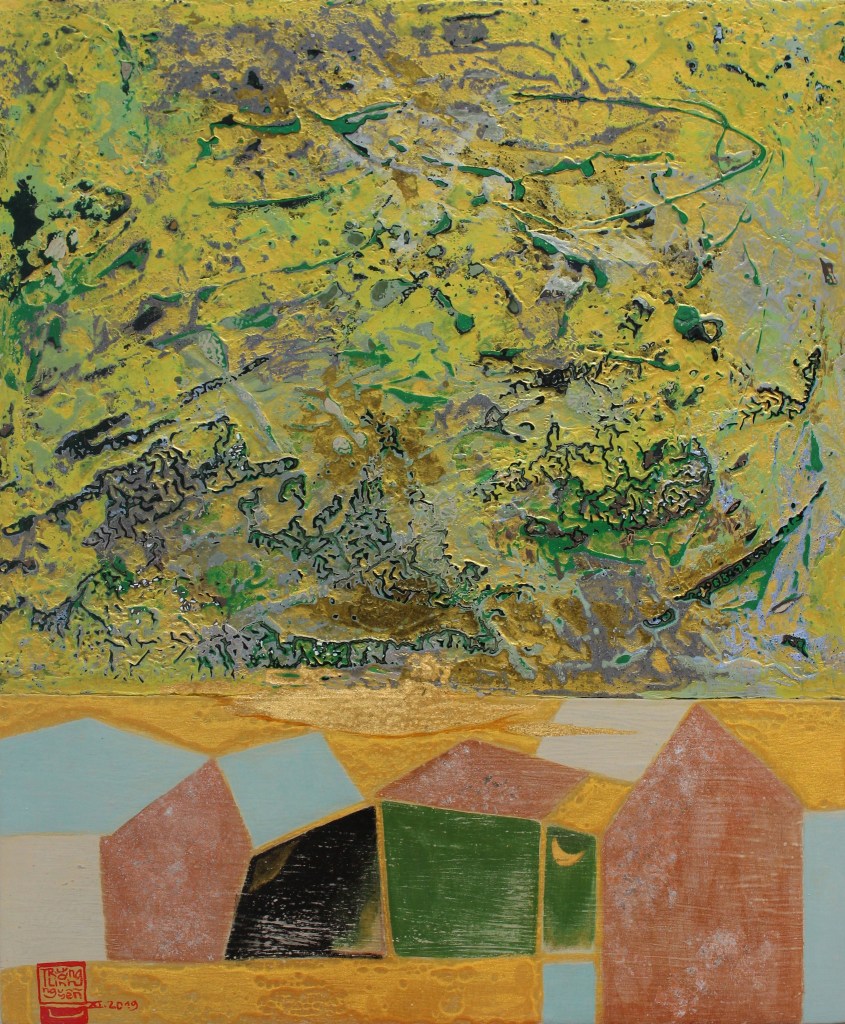 TRẮNG VÀNG PHỐ NÚI I | Sơn mài | 50 x 40 cm | 2019