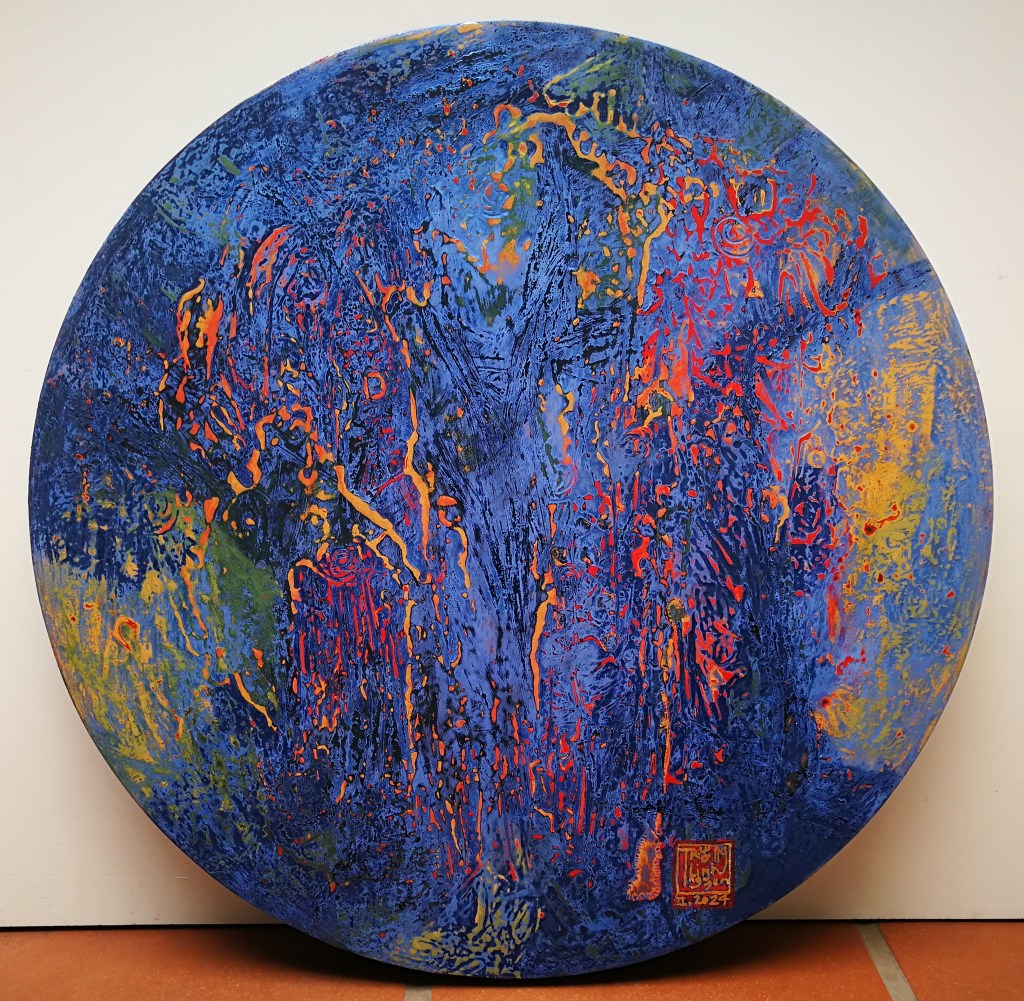 TRĂNG XANH | Sơn mài - Đường kính 60 cm | 2024