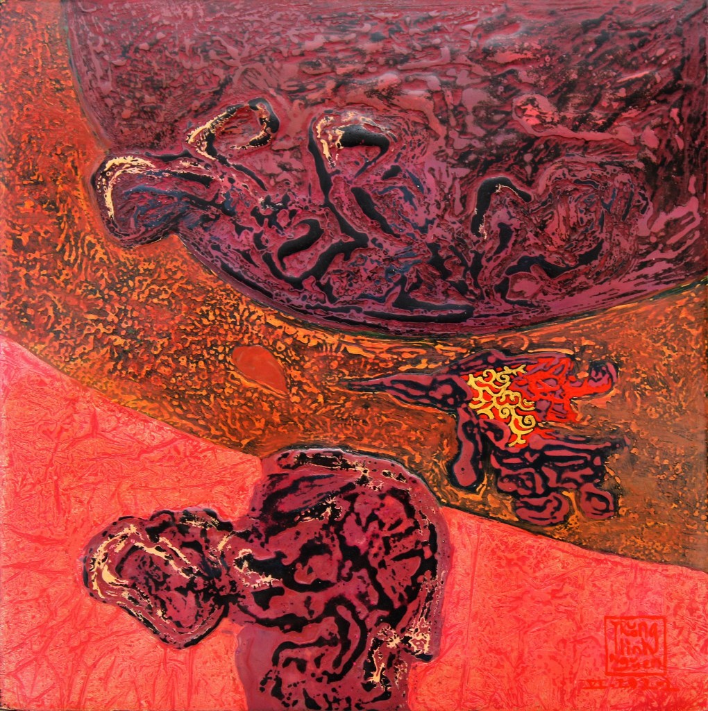 TRÊN VÀ DƯỚI | Sơn mài |  30 x 30 cm | 2021