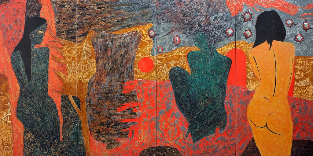 vọng phu | Sơn mài | 100 x 200 cm | 2012